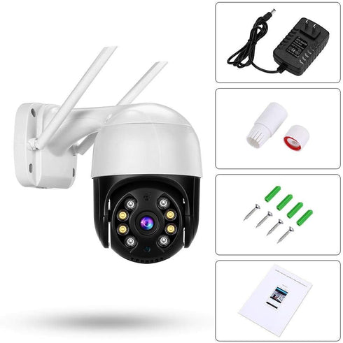 EVERSECU Outdoor PTZ Security Camera, 1080P, 2.4Ghz WiFi, Night Vision, Two Way Audio, Supports SD Card