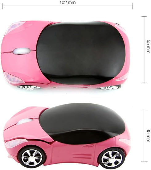 2.4G Wireless Optical Mouse, 3D Car Shape with USB Receiver for PC Laptop (F-car, pink)