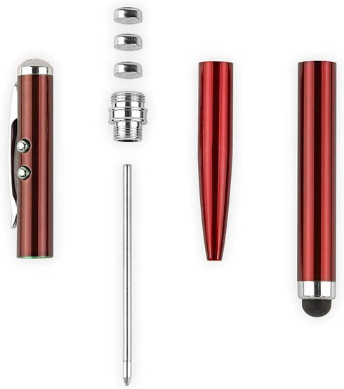 Metal multi-function pen, touch screen stylus, flashlight with white light, infrared, creative Christmas and birthday gifts (1 Red)