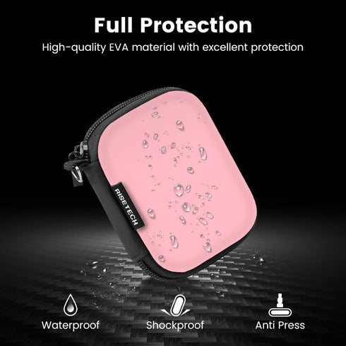 Earbud Case Holder, RISETECH Hard EVA Earphone Travel Case Headphone Small Zipper Pouch Compatible with Flash Drive, SD