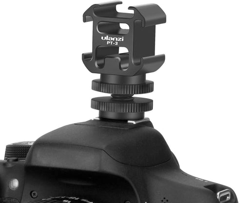 Ulanzi PT-3 Aluminium Camera Hot Shoe Mount Adapter, Triple Cold Shoe Bracket for Video Accessories