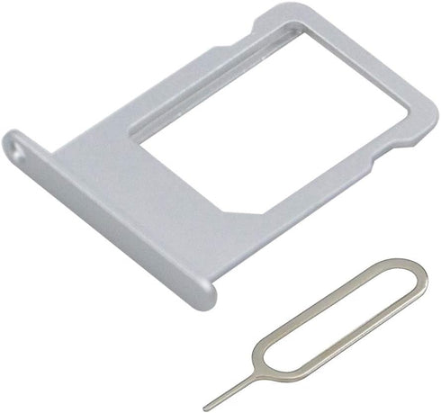 MMOBIEL SIM Card Slot Tray Holder Replacement - Compatible with iPhone 5S/SE 2016 - Incl. SIM Pin - Silver
