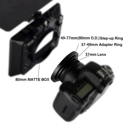 Front Step Up Ring 52mm to 80mm Lens Matte Box Adapter, 52mm Lens Adapter Ring to 77mm Lens Filters