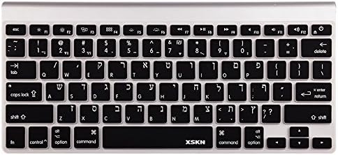XSKN Hebrew Israel Language Black Silicone Keyboard Skin for 2015 and Earlier MacBook Air 13, Pro 13 15 17 inch