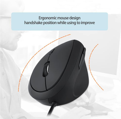 Wired Ergonomic Optical Vertical Mouse, 3 Adjustable DPI, 6 Buttons USB Computer Mouse