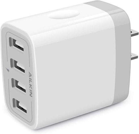 AILKIN USB Charger Cube, 4.8A 4-Port Wall Charger Plug, Charging Station for iPhone 15 14 13 12 11 Pro Max