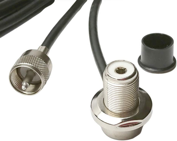 Vehicle Antenna Mount with 14FT RG58/U Coaxial Cable, So-239 UHF Female to PL-259 UHF Male Connector