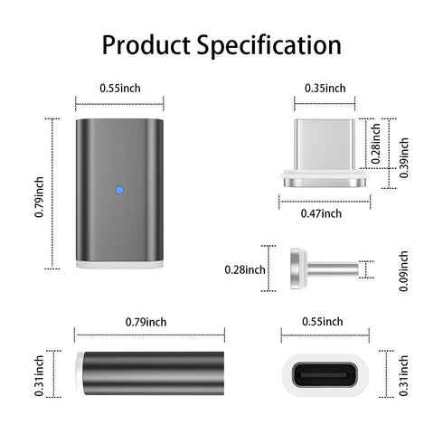 NETDOT Gen10 Magnetic Fast Charging USB-C to USB-C Adapter, 3 Pack Black Compatible with Type-C Smartphones