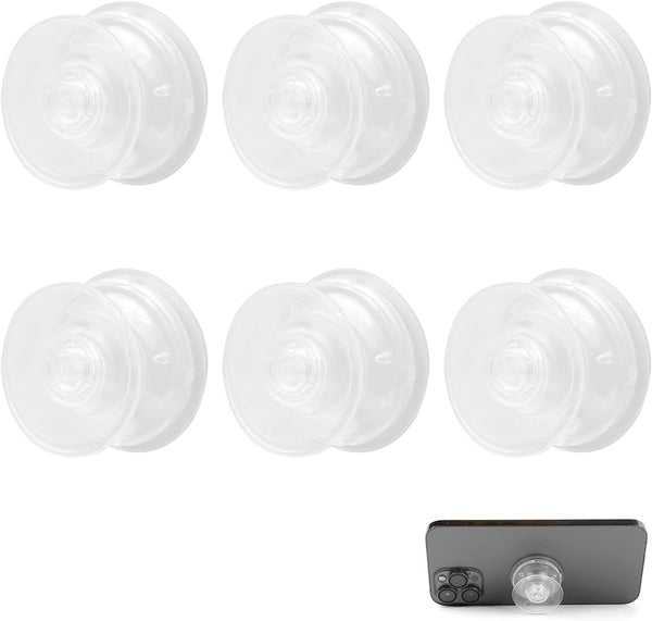 OMASUNB 6PC Clear Phone Grip Set, Sticky Phone Holder with Removable Design, Mini