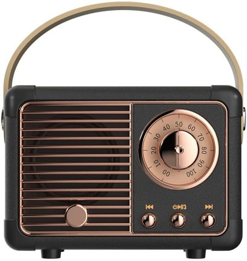 Retro Bluetooth Speaker, Wireless Mini Portable Speaker with USB/TF Card/AUX for Kitchen Desk Bedroom Outdoor