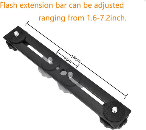 Dual Flash Bracket 8in/20.3cm Camera Mount Tripod with 1/4 Screw Hot Shoe for LED Light Microphone Photography