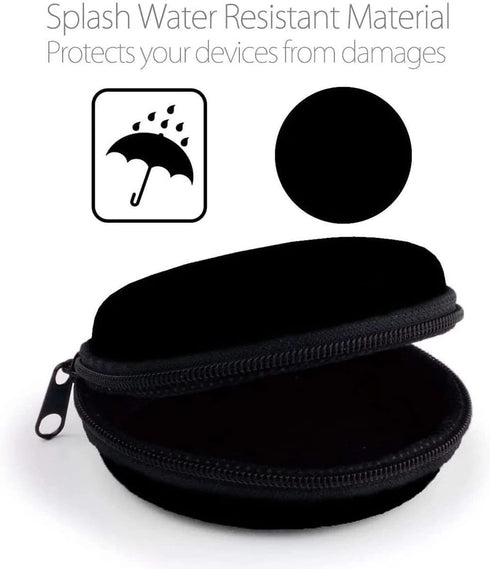 Tangseajiao 1 Pc Black Mini-Portable Hard Shell Earbuds Case, Round Earphone Carrying Case Storage Bag, Hard EVA