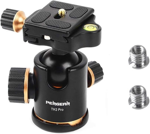 Pergear TH3 Pro DSLR Camera Tripod Ball Head, 8KG Capacity, 360° Swivel, Metal Build, Fine Tuning Damping