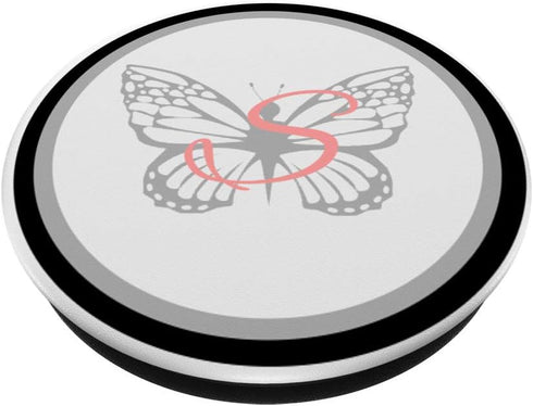 Letter S with Butterfly PopSockets PopGrip: Swappable Grip for Phones & Tablets for Easy Handling
