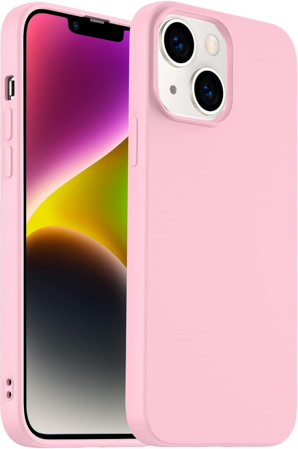 Designed for iPhone 14 Case, Silicone Ultra Slim Shockproof Phone Case with Soft Anti-Scratch Microfiber Lining (Pink)
