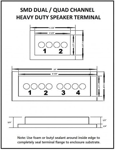 SMD 2 Channel Speaker Terminal, Stainless Steel