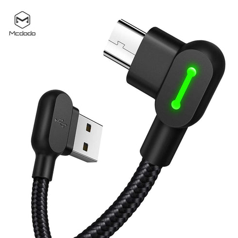 Micro USB 90 Degree Right Angle Elbow Design Game LED Nylon Braided Sync Charge Cable 6FT/1.8M