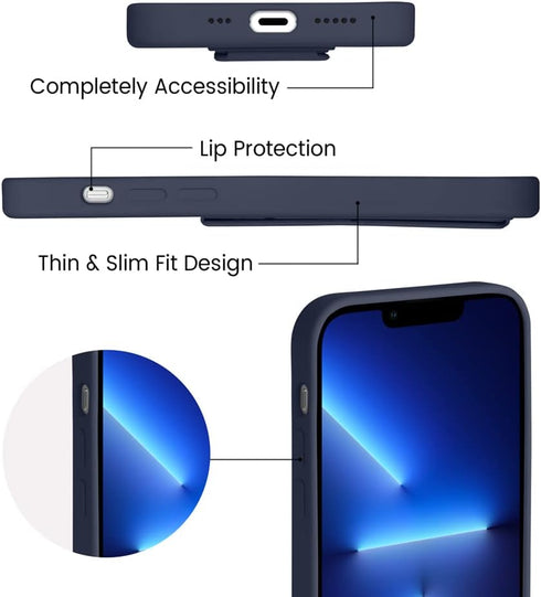 LAUDTEC Silicone Kickstand Case for iPhone 13 Pro Max, Flexible Soft Liquid Silicone with Hand Strap (Black)