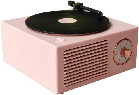 Vinyl Record Player Style Bluetooth Speaker, Old Fashioned Pink Cute Look Gift for Girls by Wetocke