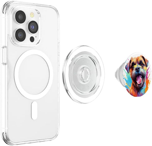 Border Terrier Portrait Colour Artwork PopSockets MagSafe PopGrip for iPhone