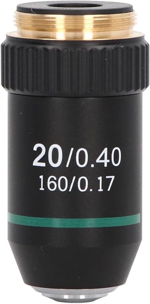 FILFEEL 20X Microscope Objective Lens, Brass Chrome Plated Achromatic Objective, Spring Device, 0.40