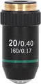 FILFEEL 20X Microscope Objective Lens, Brass Chrome Plated Achromatic Objective, Spring Device, 0.40