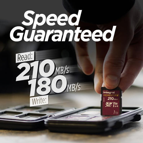 Integral 128GB 210MB/s 180MB/s V30, U3, CL10 4K Momentum I SDXC Card - UHS-I, Up to Read, Write - - for DSLR