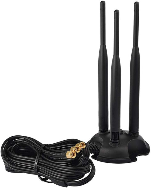 Eightwood 2.4GHz 5GHz Dual Band WiFi Antenna, 3 RP-SMA Connector WiFi 6 Antenna