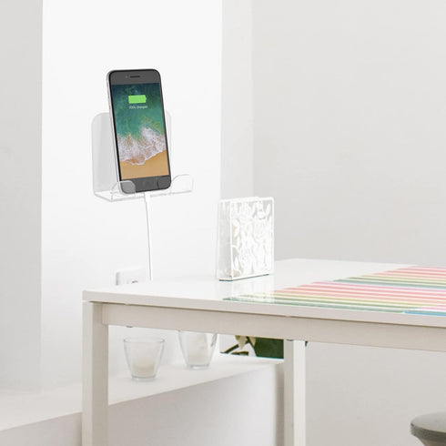 Cosmos 2 Pcs Wall Mount Phone Holder, Smartphone Charging Stand, Bedside Organizer Storage Bracket for Most Phones and
