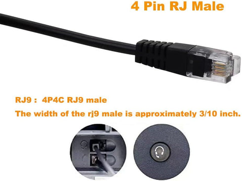 RJ9 Male to 3.5mm Female Plug Headset Jack Phone Audio Adapter Cable, Not Compatible with RJ11