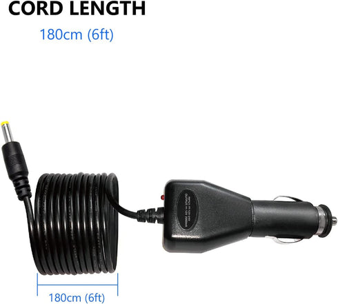 DC 12V Car Charger for Portable DVD Player, Replacement Car Cigarette Lighter Adapter Power Cord, 6ft Extra Long