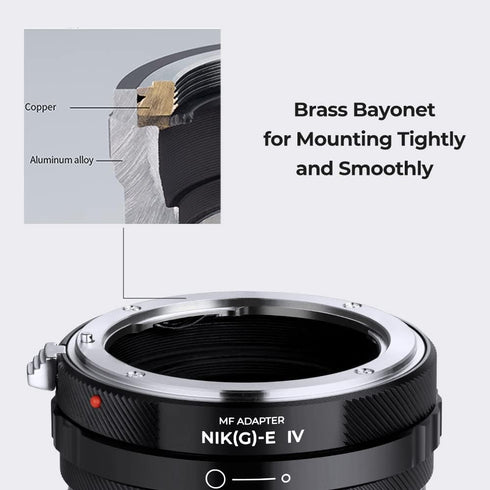 K&F Concept Lens Mount Adapter NIK(G)-NEX IV, Manual Focus for Nikon F (G-Type) Lens and Sony E Mount Camera