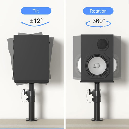suptek Clamp-on Speaker Stand Desk Mount Set, Height Adjustment, Universal Audio Holders for Computer & Bookshelf