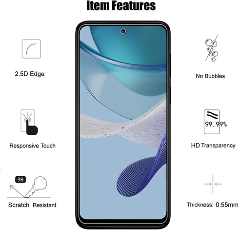 Motorola Moto G 5G 2023: 3 Pack Tempered Glass Screen Protector & Camera Lens Protector, 9H Hardness, Anti-Scratch, HD