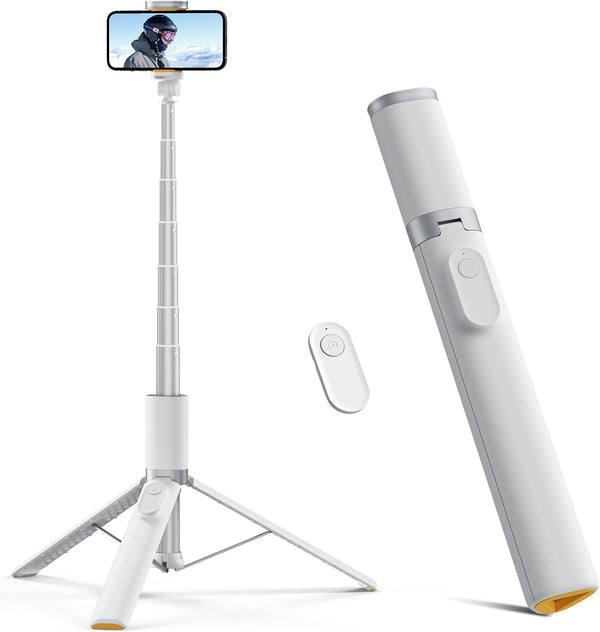 TODI 63" Phone Tripod, Extendable Selfie Stick with Wireless Remote and Phone Holder,