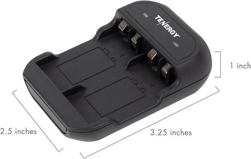 Tenergy 9V 250mAh 4 Pack 2 9V Battery Rechargeable NiMH Square Battery with Bay Battery Charger for Smoke