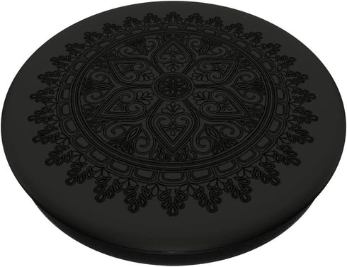 Moroccan Mandala Black Arabic Geometric Pattern Zen Gift - PopSockets Standard PopGrip