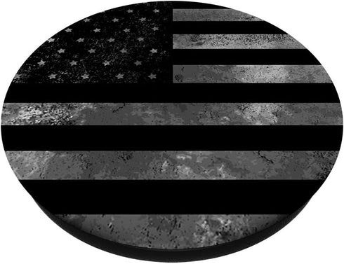 Grungy Grey Black American US Flag Vintage Patriotic Gift PopSockets Standard PopGrip