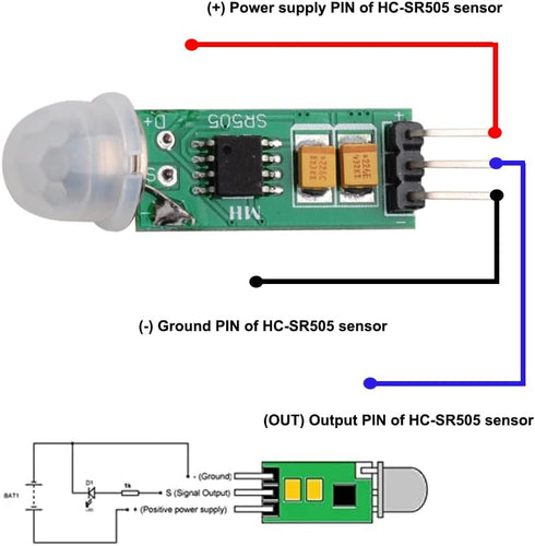 HC-SR505 Mini Infrared PIR Motion Sensor, Micro IR Pyroelectric Human Movement Detector Module, Pack of 5