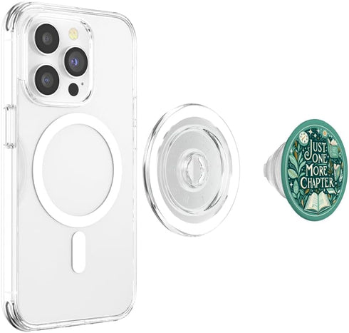 Just One More Chapter Bookish Reading Botanical Teal PopSockets PopGrip for MagSafe