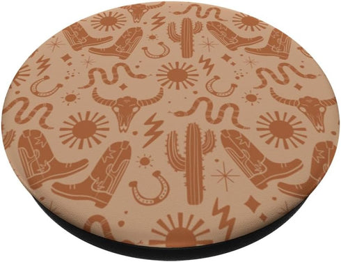 Cowboy Western Boho Cactus Pattern Warm Earth Tones PopSockets Standard PopGrip