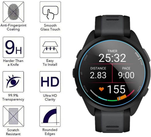 Screen Protector for Garmin Forerunner 165 Smartwatch, 9H Tempered Glass Protective Film (3PCS)