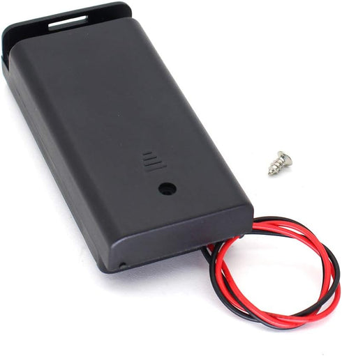 2 AA Battery Holder with Leads, ON/Off Switch, Screw Cap Case, 2 Slots x 1.5V 3 Volt (4-Pack)