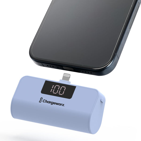 Portable Power Bank with Built-in Lightning Connector, 5000mAh, LCD Screen, Fast Charging for iPhone 14 & Older