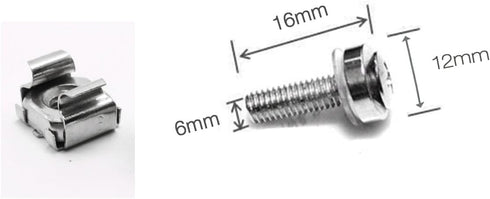 Lancher 60-Pack M6 16mm x Screws and Cage Nuts for Server Shelf Cabinets Rack Mount Screw