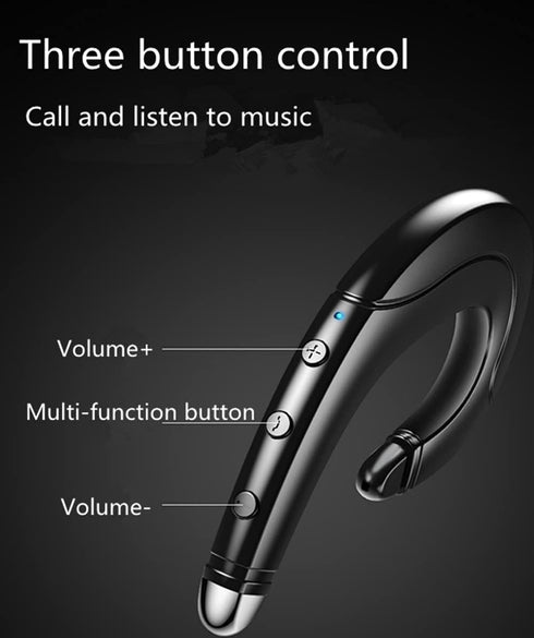 Wireless Bluetooth Headphone, Lightweight Waterproof Headset with Mic for Cell Phone, Non Ear Plug Design (Black)