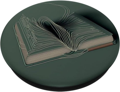 Minimal Book Line Art for Bookworm on Sage Green PopSockets Standard PopGrip