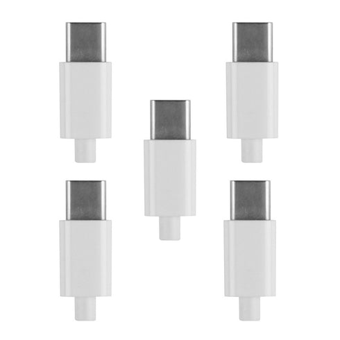 cablecc 5set DIY 24pin USB 3.1 Type C USB-C Male Plug Connector SMT Type with 3.5mm SR and Housing Cover, White