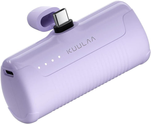Kuulaa Portable Charger, 4500mAh USB C Power Bank, Compact Battery Pack for iPhone 15, Samsung Galaxy, Moto, LG, Purple