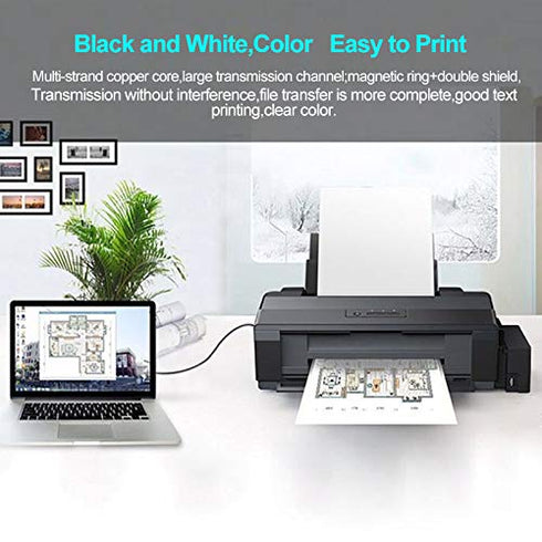 Printer to Computer USB Scanner Cable, High Speed A Male to B Male Cord (10FT) Compatible with HP, Canon, Dell